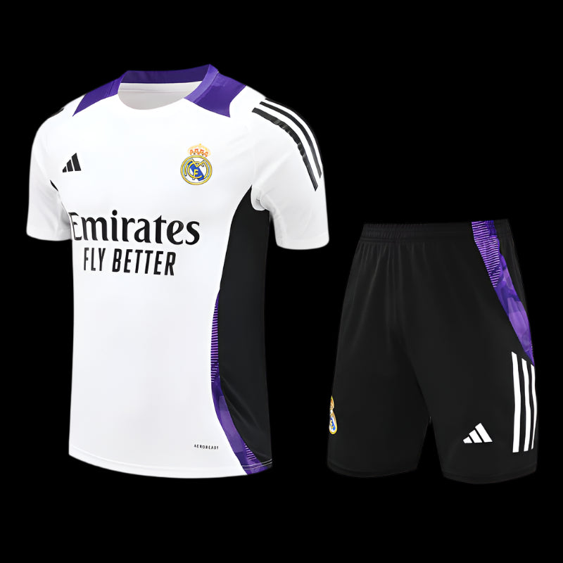 Real Madrid 24/25 White and Purple Training Kit